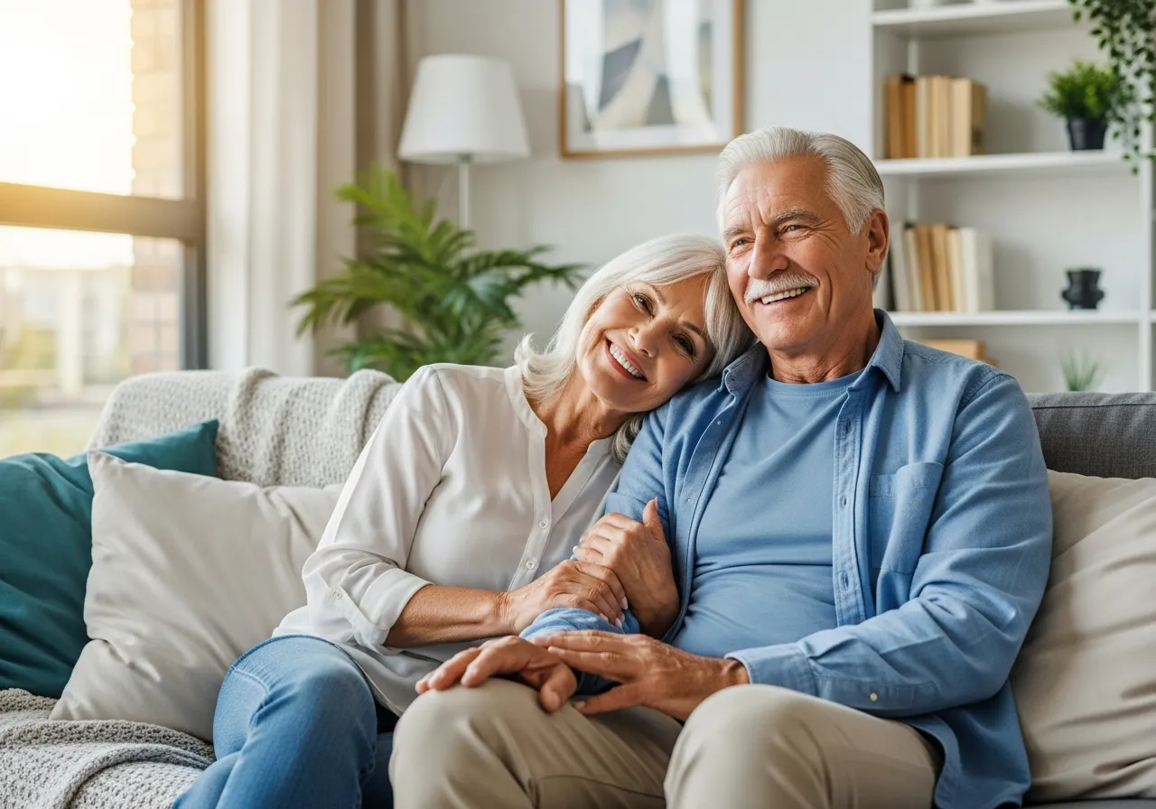 Couple de personnes âgées heureux